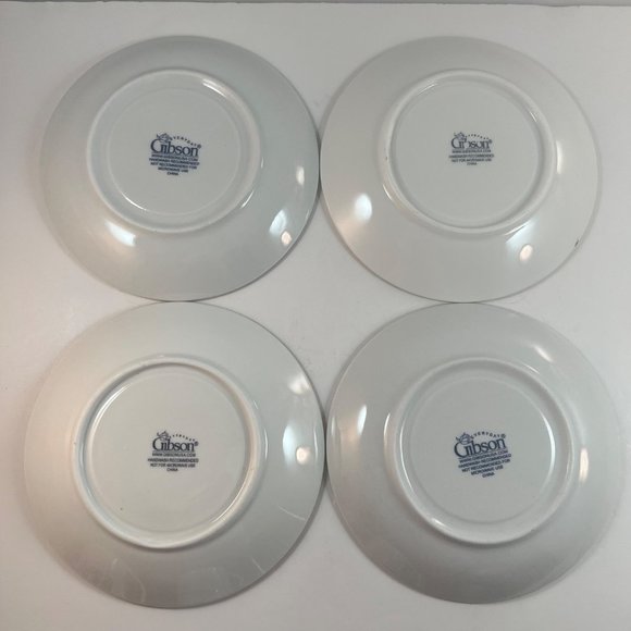 Gibson Everyday Holiday Gold Cups Saucers Holly Berries Lot of 4 Sets - Picture 6 of 16